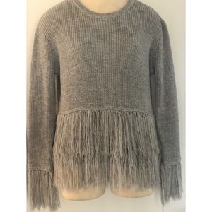 Gray fringed sweater